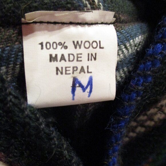 Turkish Men Medium Black Blue Red Hand Stitched Wool Button Down Pockets Jacket - Picture 9 of 9